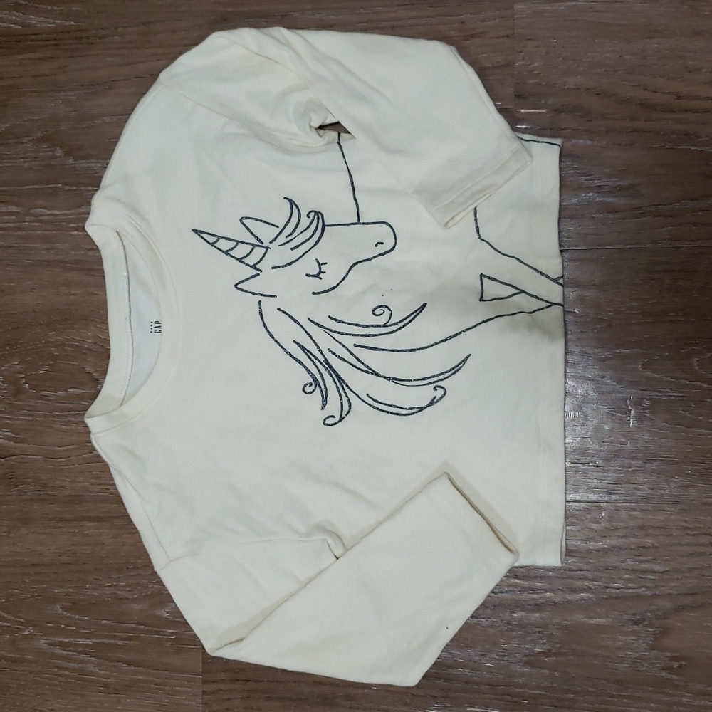 (3T) baby GAP Toddler Girl's Long Sleeved Unicorn Graphic Casual Slight Crop …